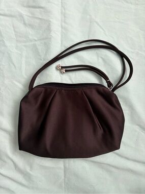 Satin Gathered Bag in Black